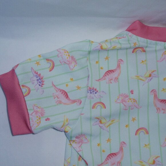 Smocking Bird Dinosaurs Girls Pink Shortie Short Sleeve Pajamas Zip Up 2t - Picture 11 of 11